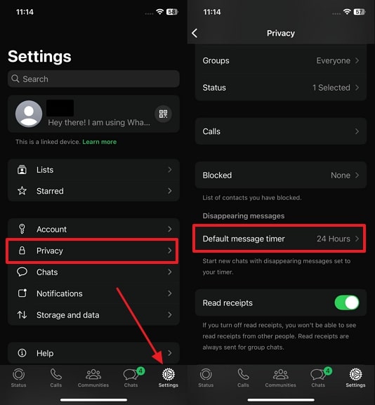 enable default message timer android