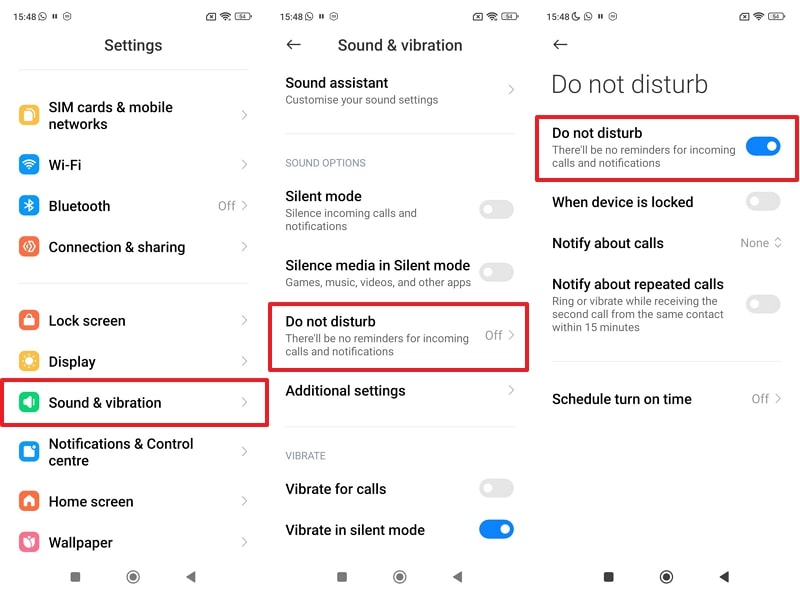 enable do not disturb android