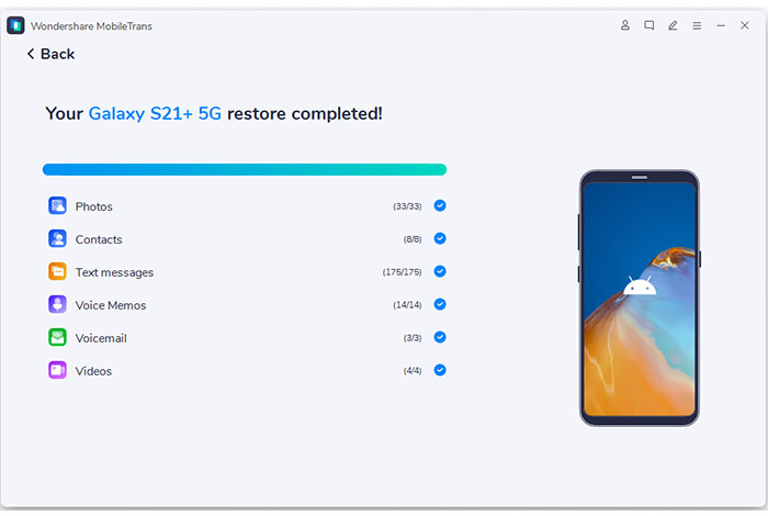 finish data migration on samsung