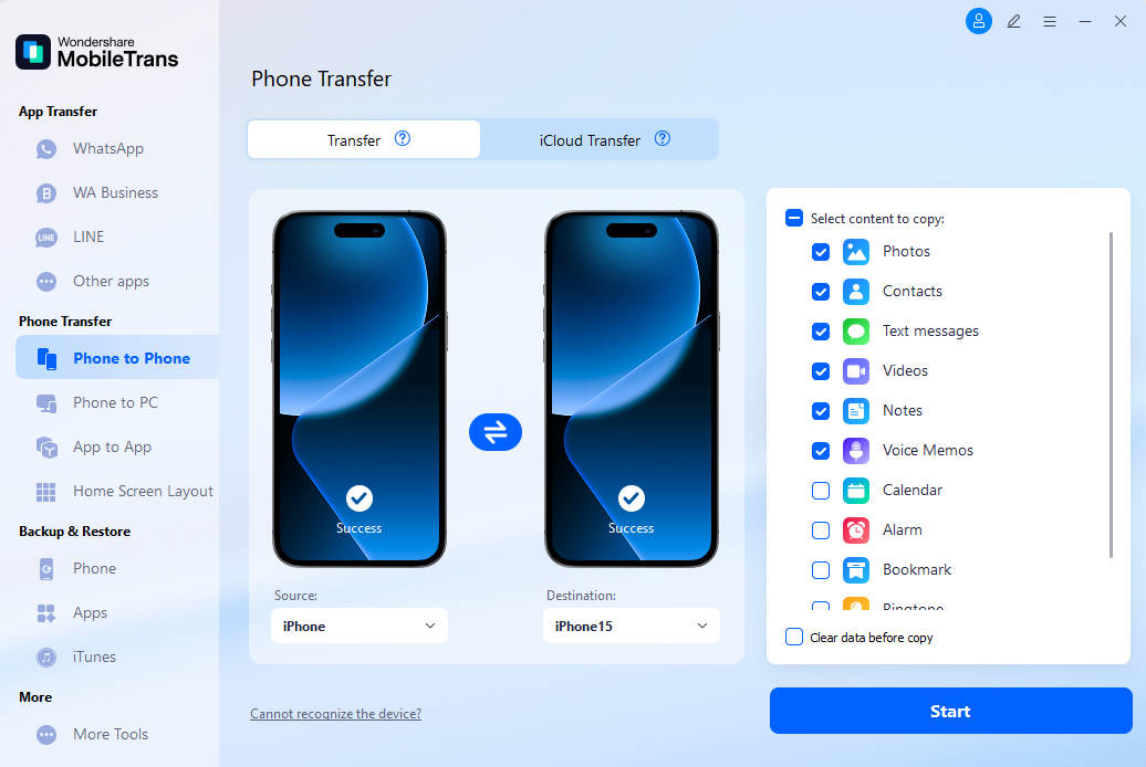 access phone to phone transfer mobiletrans
