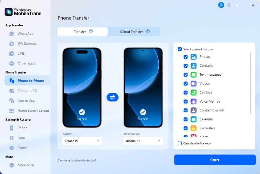 transfer from android to iphone