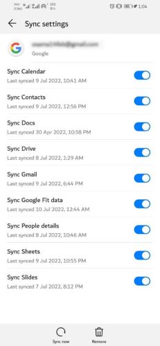 sync contacts on google account