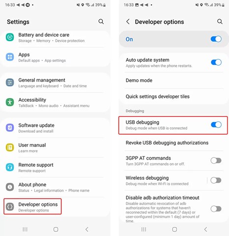 enable usb debugging on samsung phone