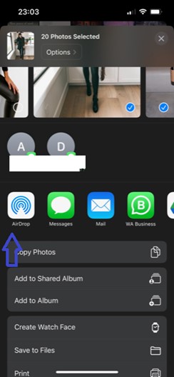 airdrop transfer option on iphone
