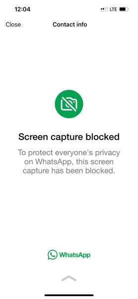 whatsapp screenshot blocked notification