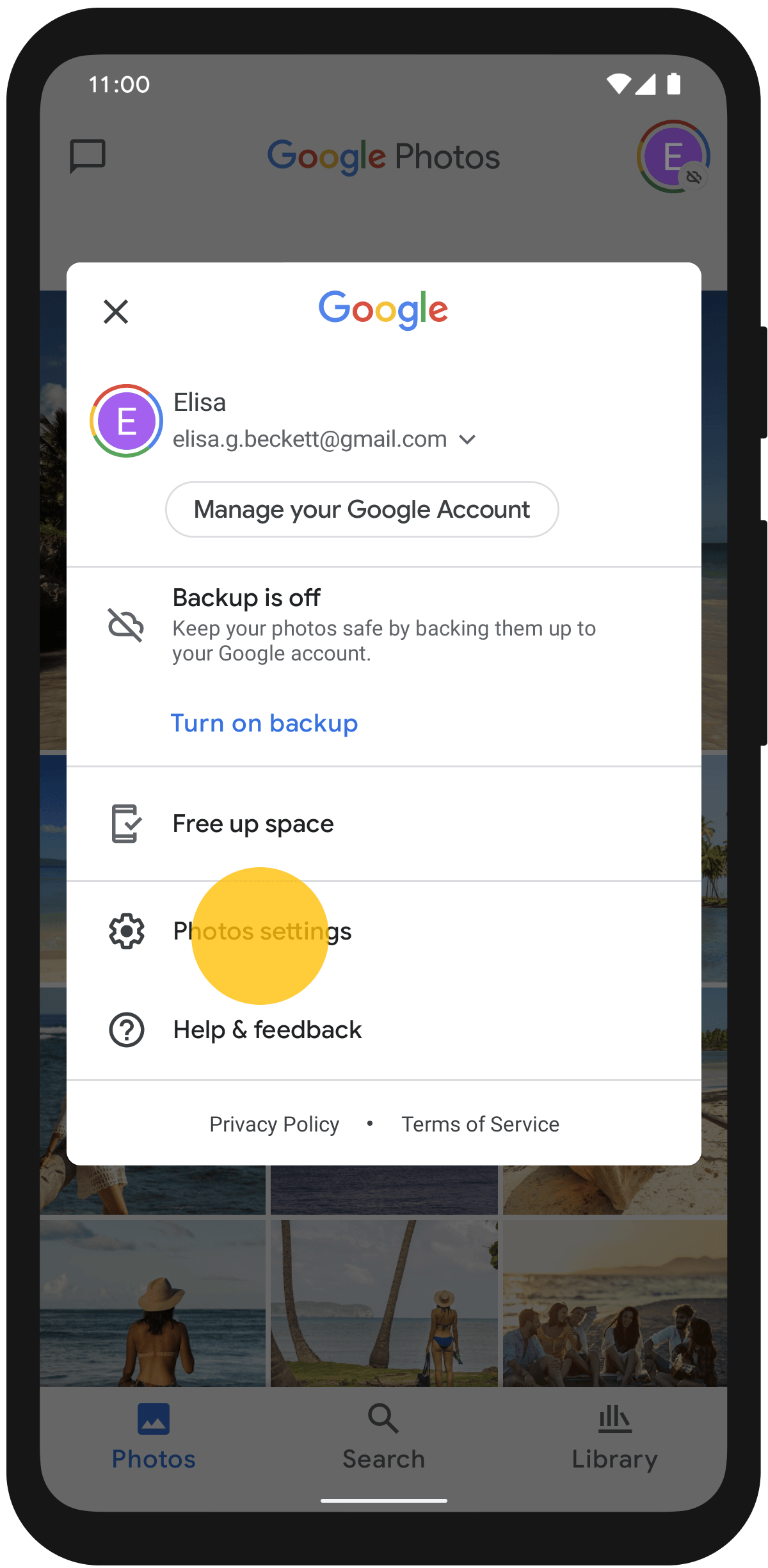 google photos app settings