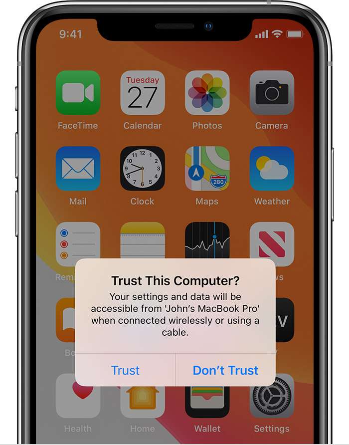 tap trust this computer