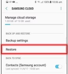 click on restore to recover deleted samsung videos