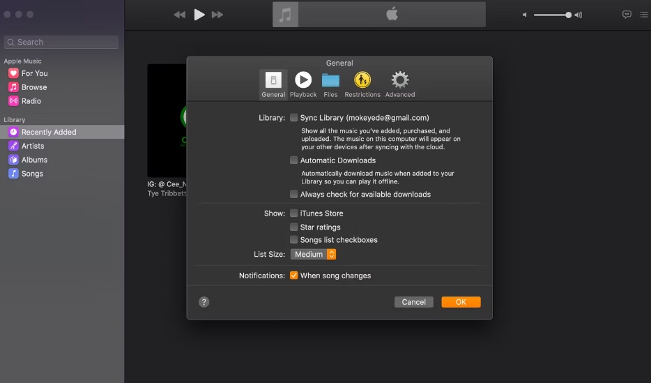 how to turn off icloud music library on mac