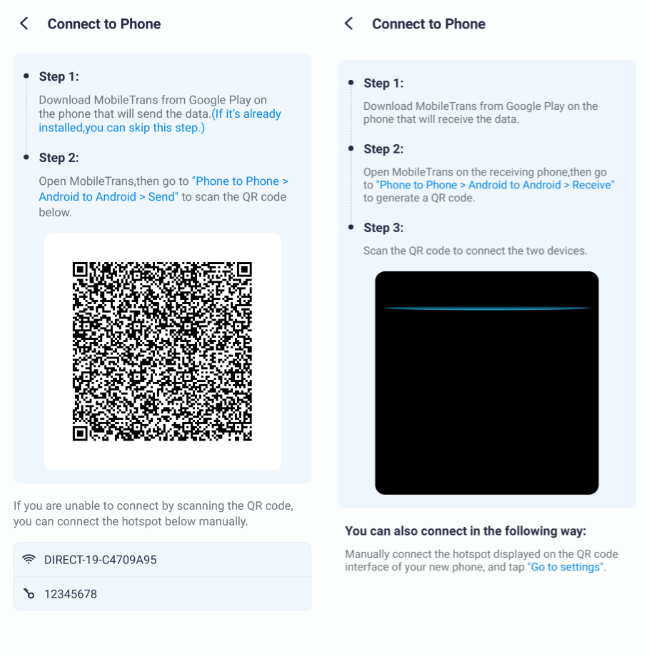 scan qr code to connect