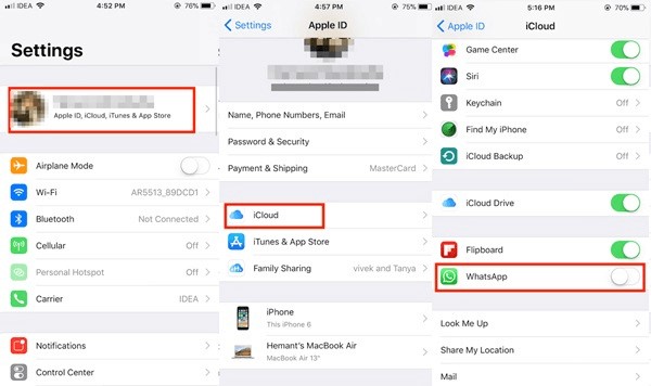 turn on icloud drive and whatsapp in your old iphone
