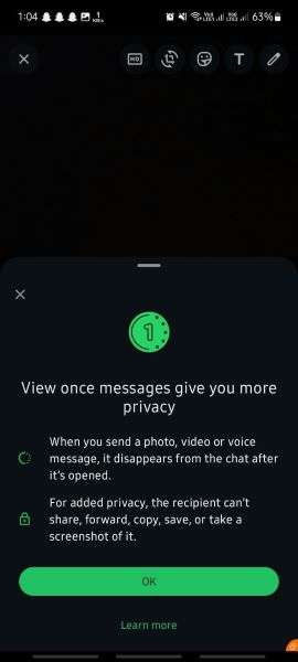 view once feature for privacy
