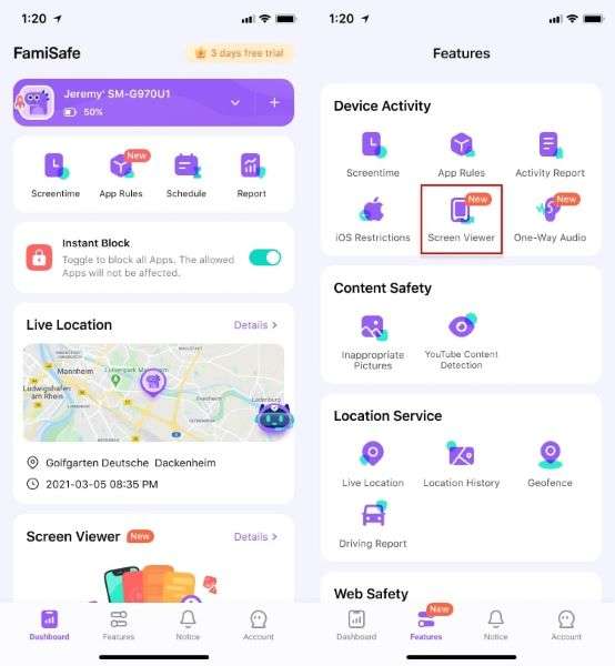 tap the screen viewer feature