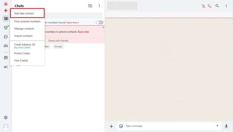 add new contact on desktop