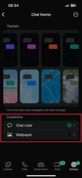 customize new chat wallpaper iphone