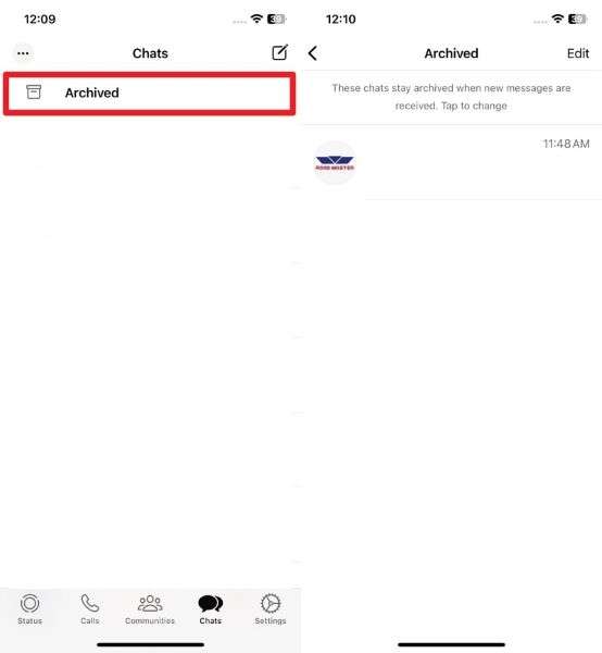 locate archived chat on iphone