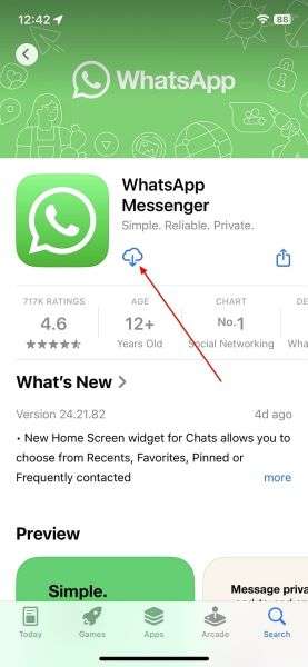 again install whatsapp on iphone