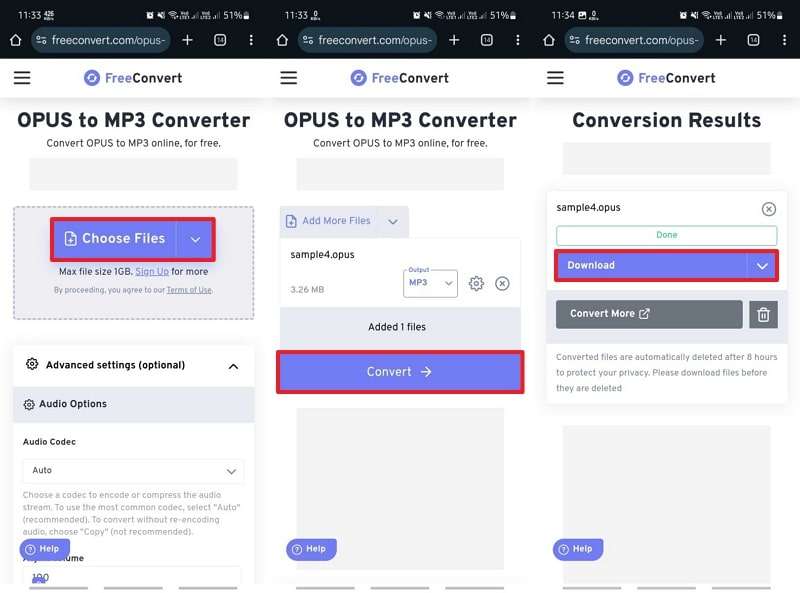 choose file to convert voice note