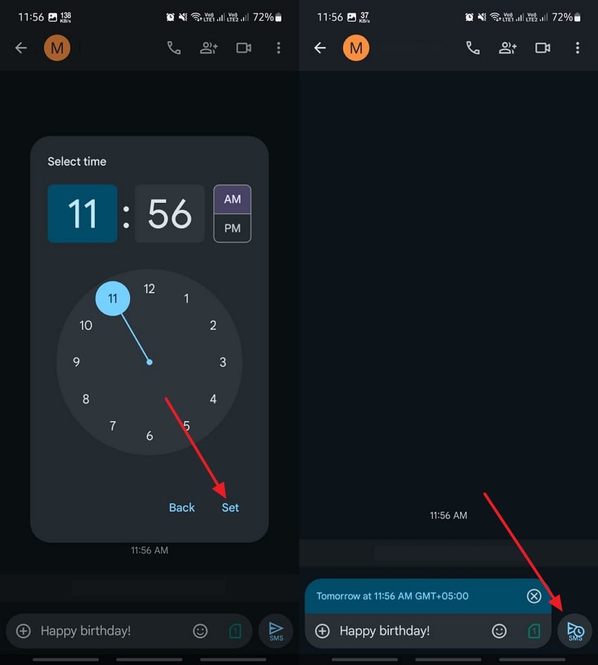 schedule and send text from samsung