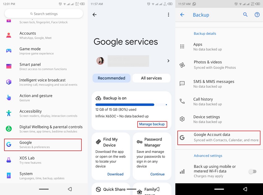 backup huawei to google