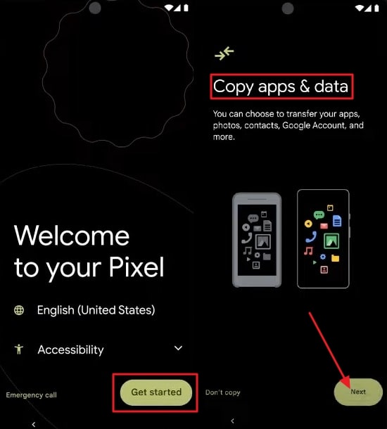 press next button to get started