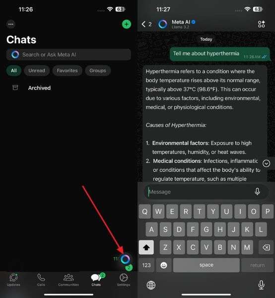 access meta ai in ios whatsapp