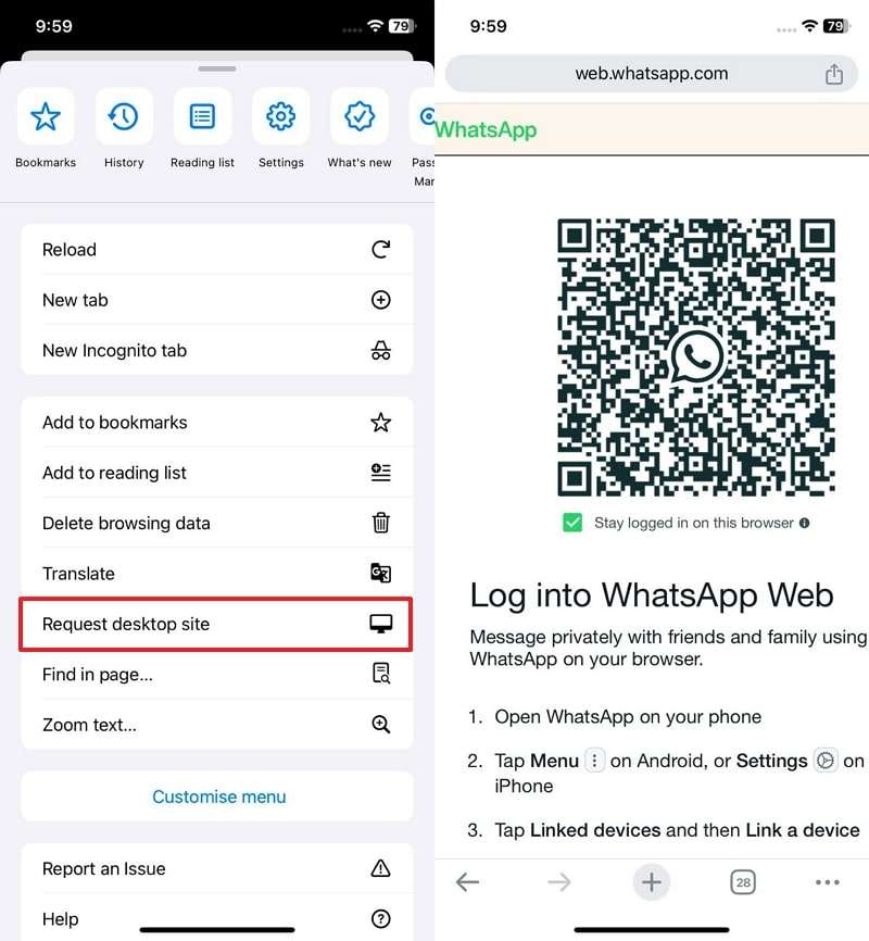get qr on another iphone
