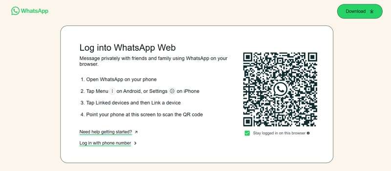 get whatsapp scanner on web